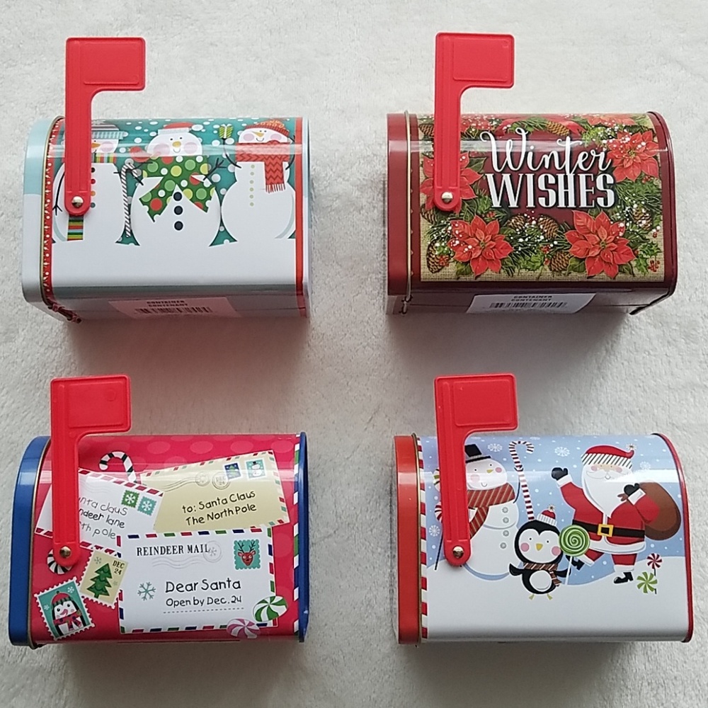 4 Holiday Mail Box Tins